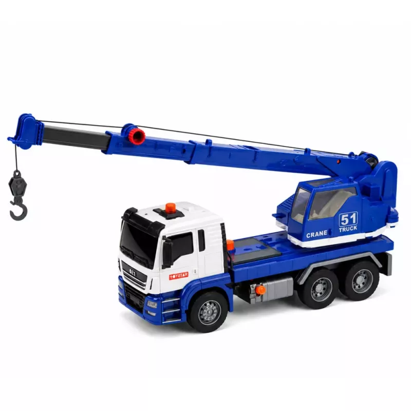 LEAN TOYS Baukran-LKW mit einstellbaren Lichtern und Geräuschen - Blau