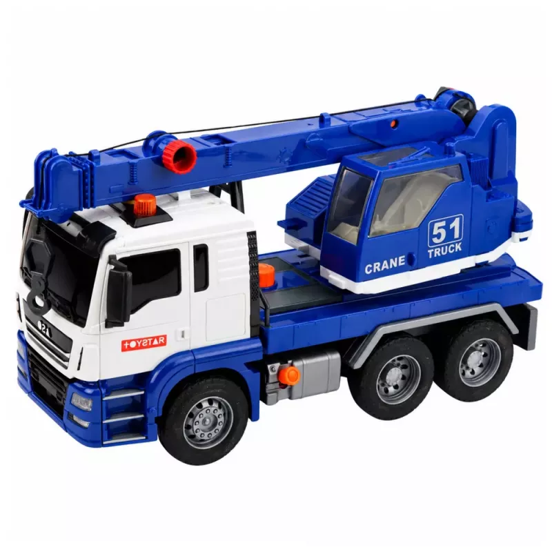 LEAN TOYS Baukran-LKW mit einstellbaren Lichtern und Geräuschen - Blau