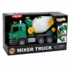 LEAN TOYS Betonmischer-LKW mit rotierender Trommel, Lichtern und Geräuschen, Grün