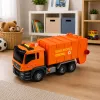 LEAN TOYS Müllwagen mit Mülltonnen, Licht und Sound - Orange