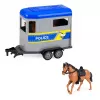LEAN TOYS Polizei-Geländewagen mit Pferdeanhänger, Licht- und Soundeffekte