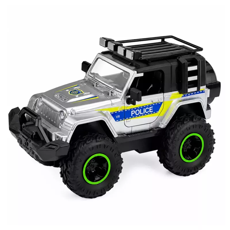 LEAN TOYS Polizei-Geländewagen mit Pferdeanhänger, Licht- und Soundeffekte