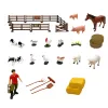 LEAN TOYS Bauernhof-Set mit Traktor und Scheune, Tieren, Figuren und Zubehör, 44 Teile