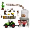 LEAN TOYS Bauernhof-Set mit Traktor, Stall, Silo, Figuren, Tieren, Werkzeugen - 49 Teile