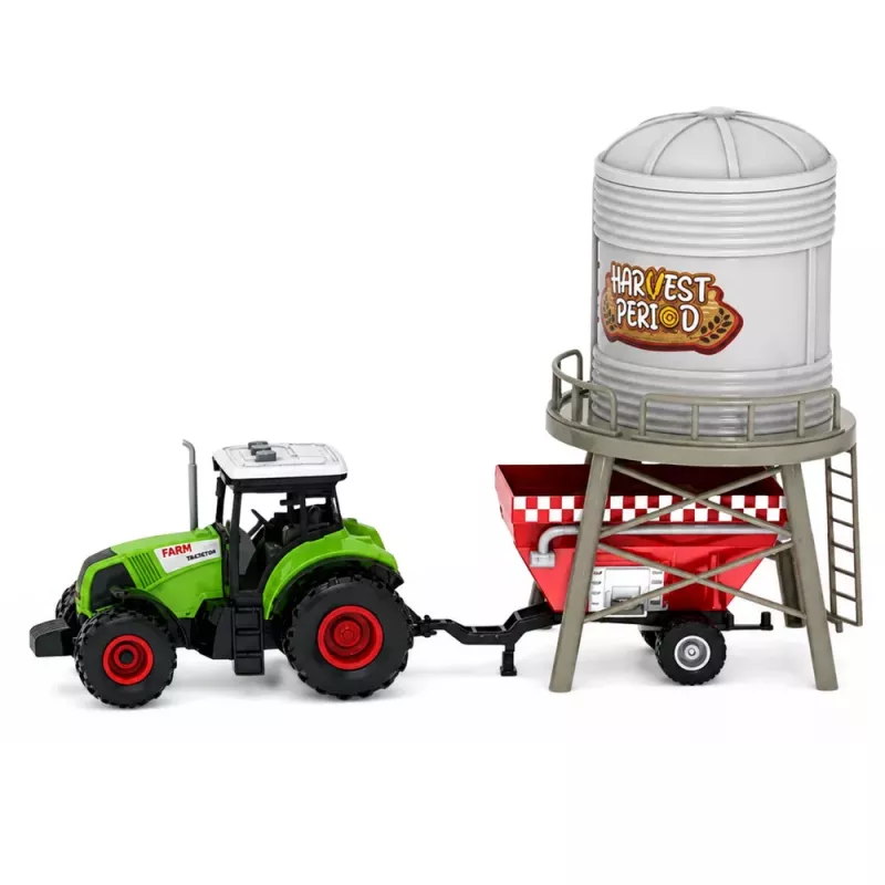 LEAN TOYS Bauernhof-Set mit Traktor, Stall, Silo, Figuren, Tieren, Werkzeugen - 49 Teile