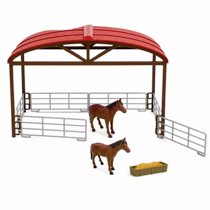 LEAN TOYS Bauernhof-Set mit Traktor, Stall, Silo, Figuren, Tieren, Werkzeugen - 49 Teile