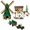 LEAN TOYS Bauernhof-Set mit Traktor, Windmühle, Stall, Anhänger und Tierfiguren, 45 Teile