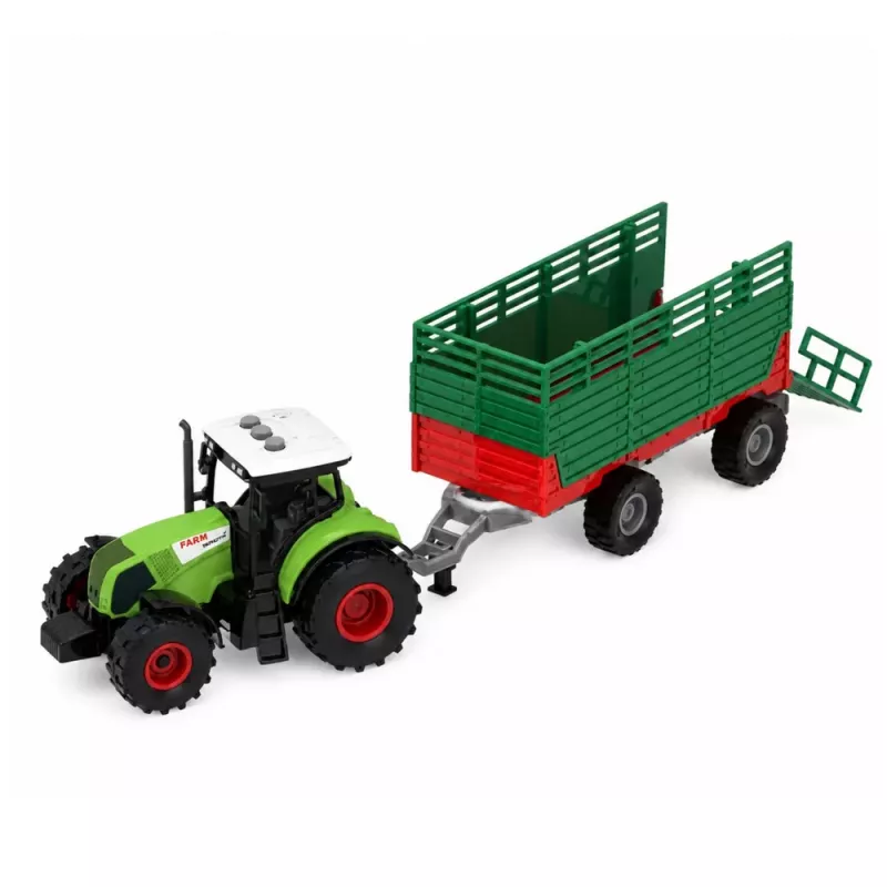 LEAN TOYS Bauernhof-Set mit Traktor, Windmühle, Stall, Anhänger und Tierfiguren, 45 Teile