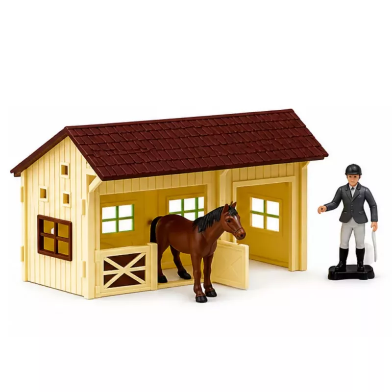 LEAN TOYS Bauernhof-Set mit Traktor, Scheune, Tieren, Figuren und Zubehör, 37 Teile