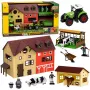 LEAN TOYS Bauernhof-Set mit Traktor, Scheune, Tieren, Figuren und Zubehör, 37 Teile