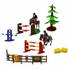 LEAN TOYS Set Bauernhof Pferdestall Pferdespringen Hügel Figuren Zubehör 69 Teile