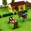 LEAN TOYS Set Farm Horse Stud Hindernisparcours Stall Pferdefiguren 26 Teile