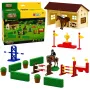 LEAN TOYS Set Farm Horse Stud Hindernisparcours Stall Pferdefiguren 26 Teile