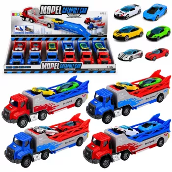 LEAN TOYS Truck with Ramp Transporter Launcher Car Springs Drive 1:55