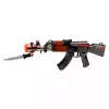 LEAN TOYS AK47 Gewehr, batteriebetriebene Waffenattrappe mit Messer, Raucheffekt, Lichtern und Geräuschen