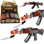 LEAN TOYS AK47 Gewehr, batteriebetriebene Waffenattrappe mit Messer, Raucheffekt, Lichtern und Geräuschen