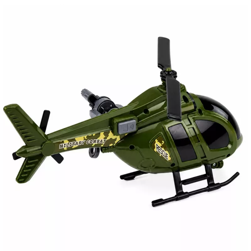 LEAN TOYS Militärhubschrauber mit Haken, Lichtern und Geräuschen Grün