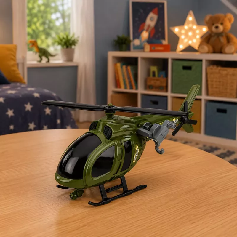 LEAN TOYS Militärhubschrauber mit Haken, Lichtern und Geräuschen Grün