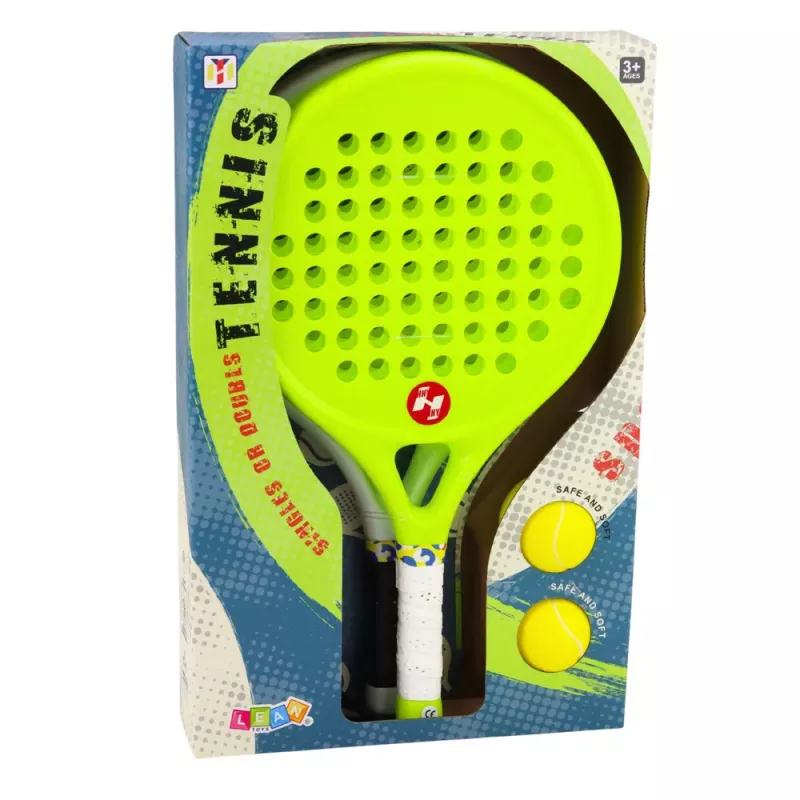LEAN TOYS Beach and Garden Tennis Sports Set mit Schlägern und Schaumstoffbällen
