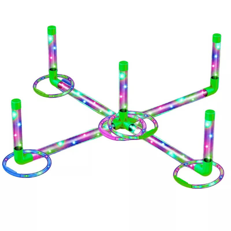 LEAN TOYS Ringo Wurfgeschicklichkeitsspiel für Kinder mit LED-leuchtenden Ringen und Pfosten