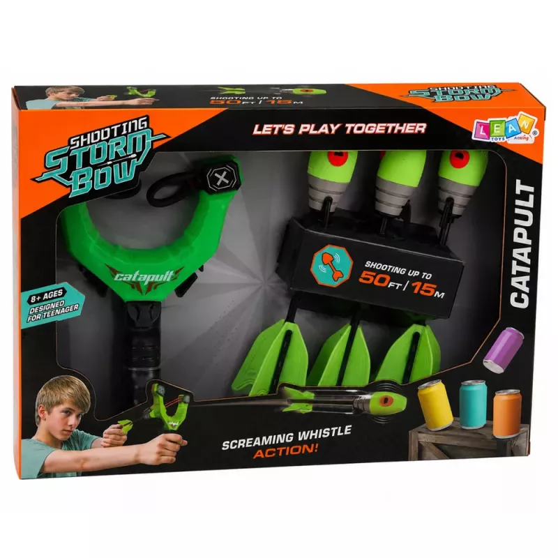 LEAN TOYS Sports Arcade Set Slingshot with Whistling Foam Arrows 15M