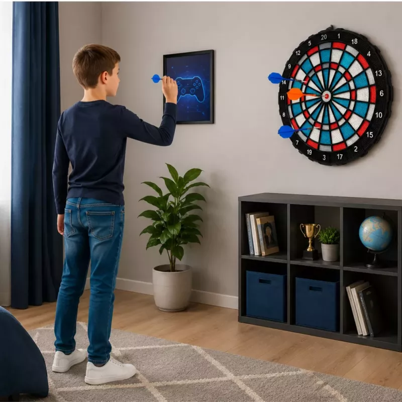 LEAN TOYS Elektronische Dartscheibe Soft Tip Darts Set 42,5 cm