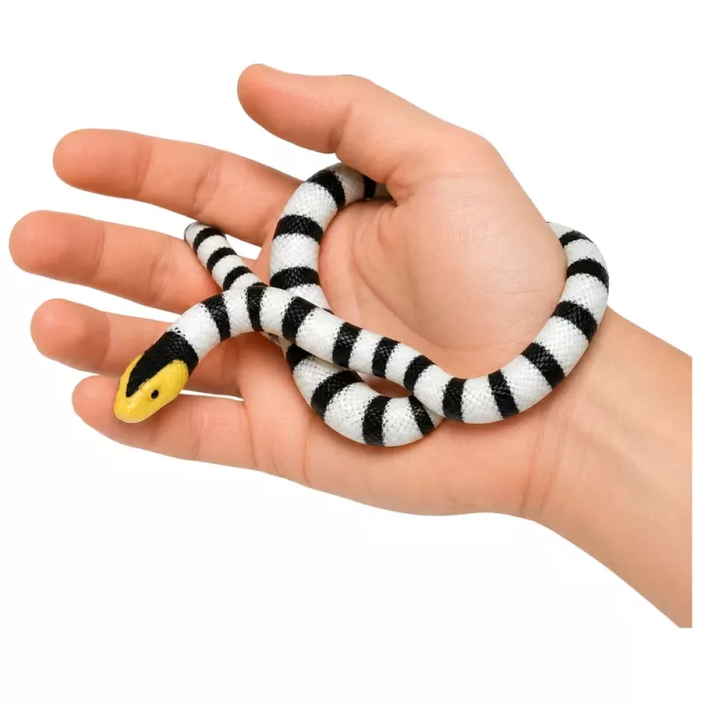 LEAN TOYS Gummischlangenfigur dehnbar realistisch schwarz-weiß 33 cm