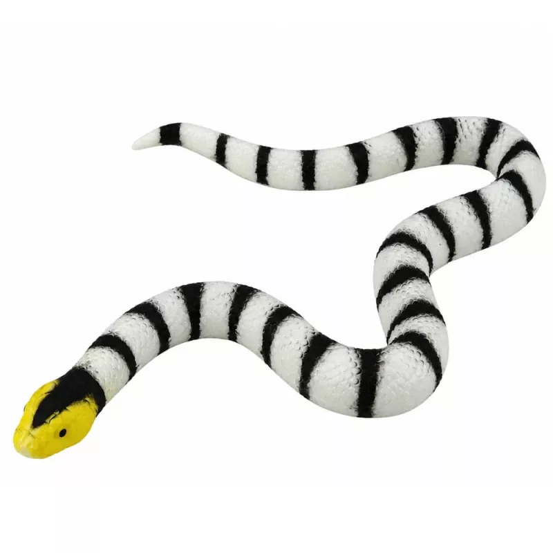 LEAN TOYS Gummischlangenfigur dehnbar realistisch schwarz-weiß 33 cm