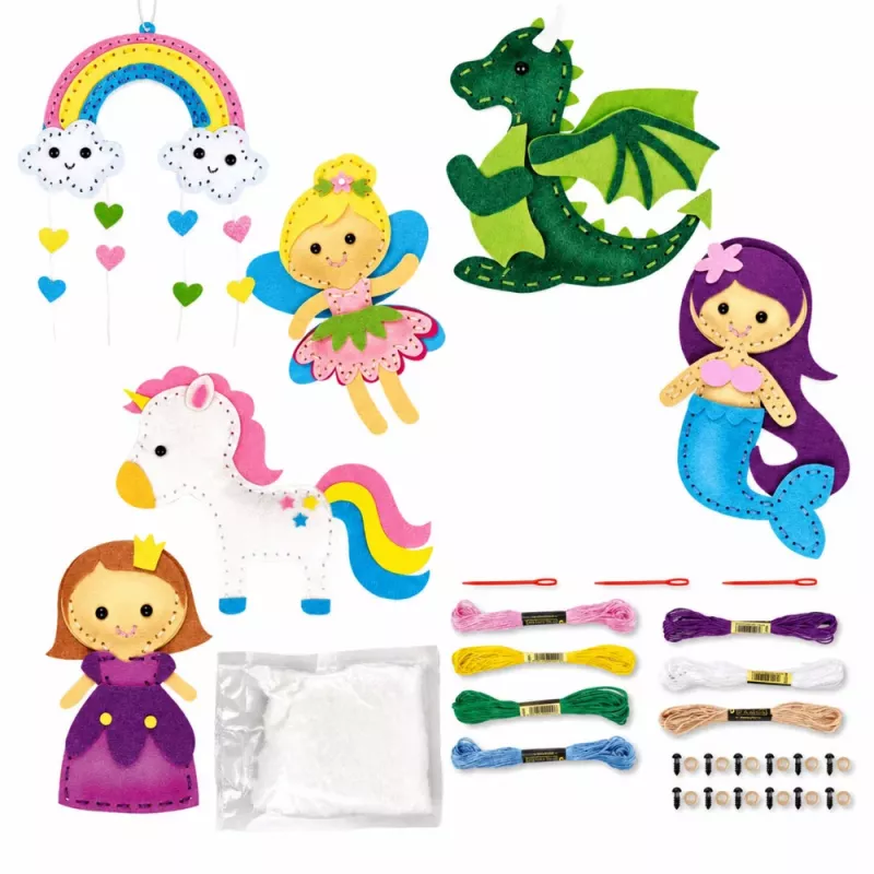 LEAN TOYS Kreativset Filz-Nähplüschtiere Märchenland DIY 6 Stk.
