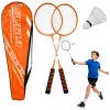 LEAN TOYS Badminton Set Schläger Federball Tasche Orange