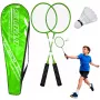 LEAN TOYS Badminton Set Schläger Federball Tasche Grün