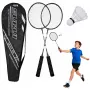 LEAN TOYS Badminton Set Schläger Federball Tasche Schwarz