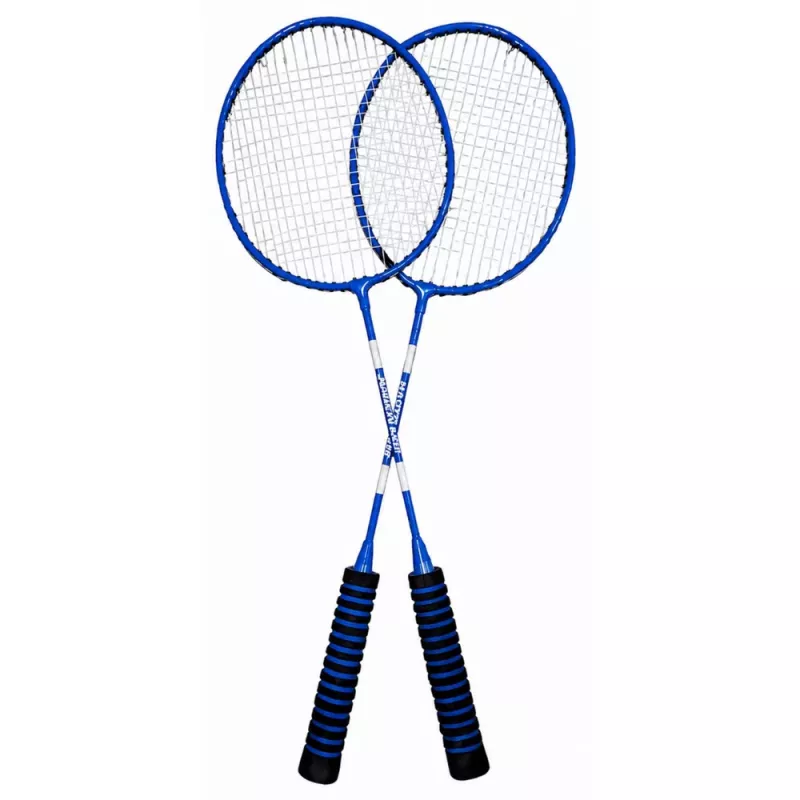 LEAN TOYS Badminton-Set mit 2 Schlägern, 3 Federbällen und Tragetasche - Blau