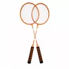 LEAN TOYS Badminton Set, 3 Schläger, Federbälle, orangefarbene Tasche