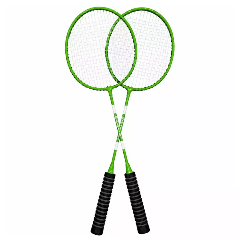 LEAN TOYS Badminton Set mit 2 Schlägern, 3 Federbällen und Tasche, Grün