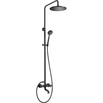 DEANTE Duschkopf mit Badewannenarmatur - Chrom, wandmontierter Zweigriff-Bademischer mit Handbrause, 150 cm Schlauch, Keramikkartusche