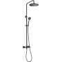 DEANTE Rain Shower mit Duscharmatur - Schwarz, Wandmontierte Duschsäule mit quadratischem Regenduschkopf 250x250 mm, Einhebelmischer, Messing-Armaturenkörper, Edelstahlsäule, höhenverstellbar 800-1150 mm
