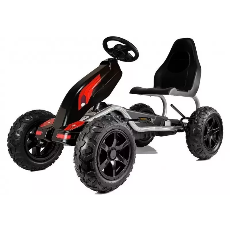 LEAN CARS Gokart B012 Inflatable Tires Black Pedal Go-Kart für Kinder 3-8 Jahre