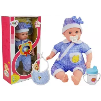 LEAN TOYS Puppenbaby 45 cm blaue Kleidung