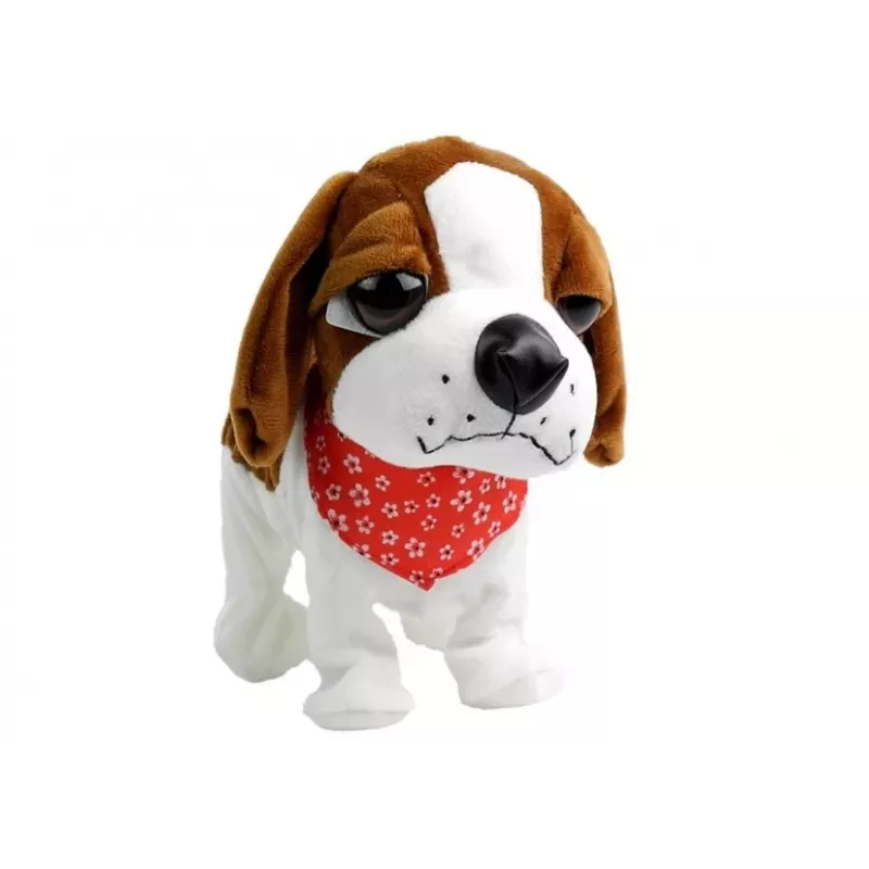 LEAN TOYS Interaktiver Hund an der Leine, bellt, wedelt mit dem Schwanz, Sensoren