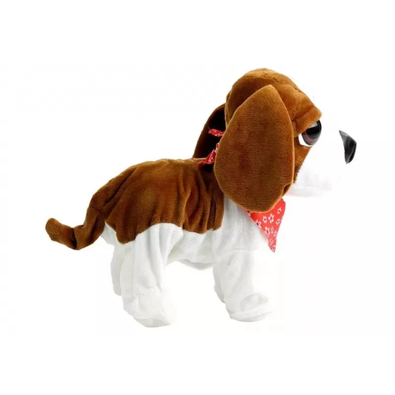 LEAN TOYS Interaktiver Hund an der Leine, bellt, wedelt mit dem Schwanz, Sensoren