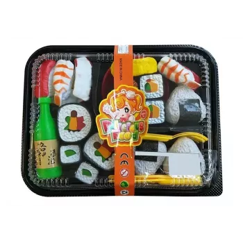 LEAN TOYS Kinder-Sushi-Set mit Besteck - 27-teiliges Holzspielzeug für Rollenspiele