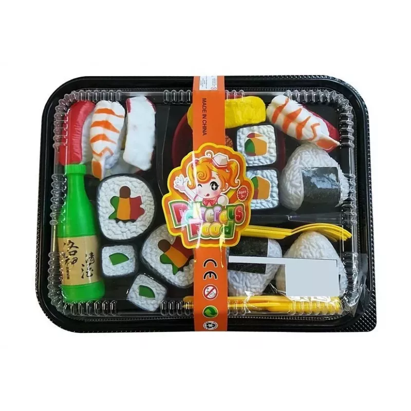 LEAN TOYS Kinder-Sushi-Set mit Besteck - 27-teiliges Holzspielzeug für Rollenspiele