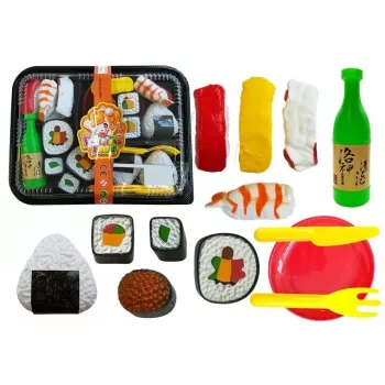 LEAN TOYS Kinder-Sushi-Set mit Besteck - 27-teiliges Holzspielzeug für Rollenspiele