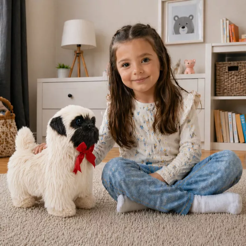 LEAN TOYS Interaktiver Hund Mops bewegt sich, bellt