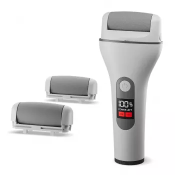 Ray Battler RB 0018 Callus Remover - Elektrische, wiederaufladbare Fußfeile mit 3 Rollenköpfen, IPX7 wasserdicht, Nass- und Trockenanwendung