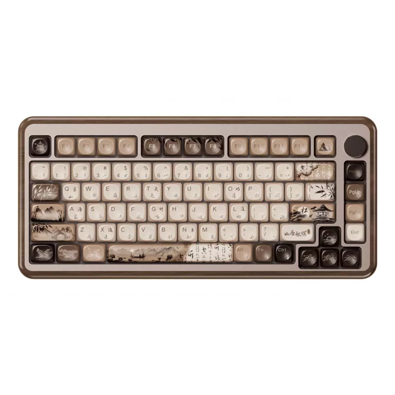 AKKO MU02 Mountain Seclusion 65% Mechanische Tastatur - Multi-Mode (Bluetooth/2,4GHz/Kabel) mit Akko CS Jelly White Switches, RGB, PBT ASA Keycaps, 68 Tasten