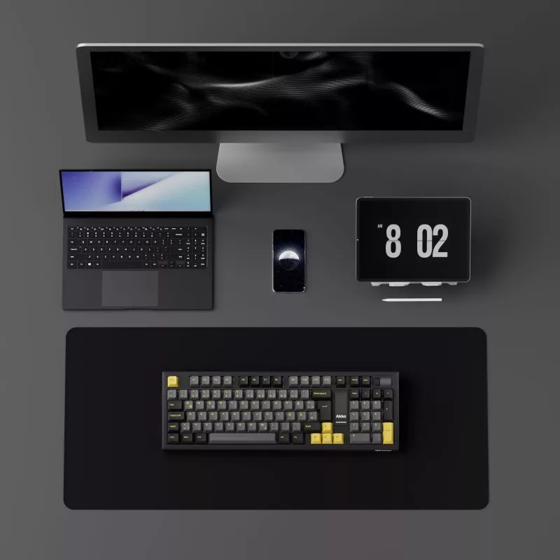 AKKO 5098B Mechanische Tastatur, 98 Tasten, Schwarz & Gold, Hot-Swappable, RGB, Triple Mode (USB-C/2.4GHz/Bluetooth 5.0), Akko CS Jelly White Lineare Switches, PBT ASA Keycaps, 3000mAh