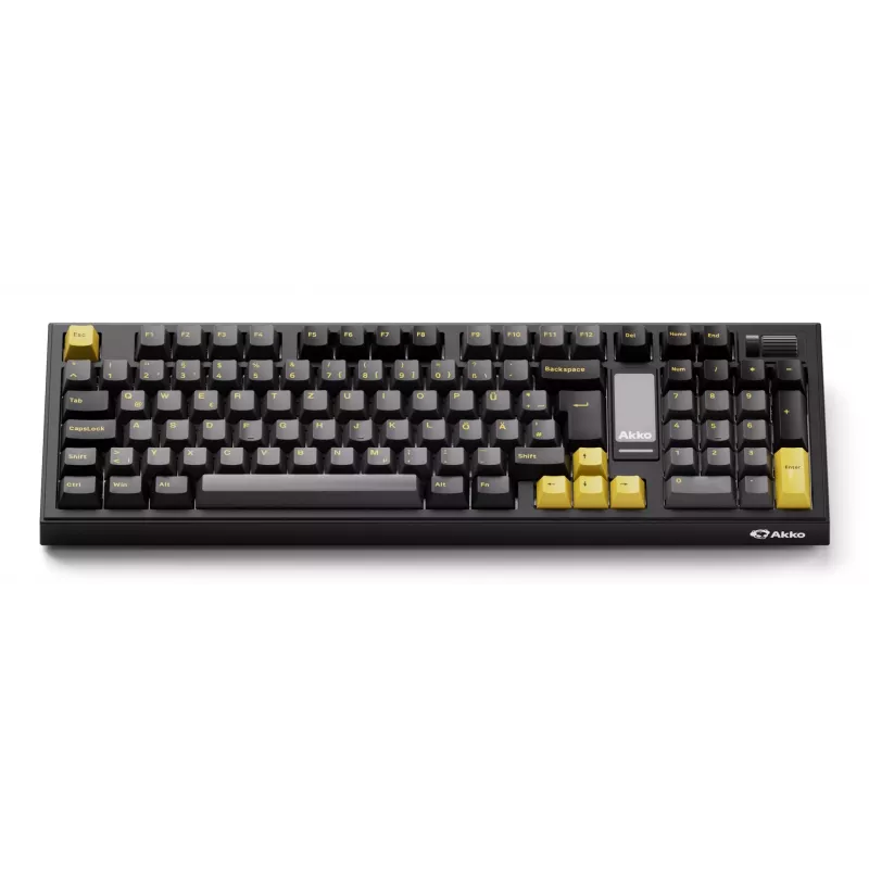 AKKO 5098B Mechanische Tastatur, 98 Tasten, Schwarz & Gold, Hot-Swappable, RGB, Triple Mode (USB-C/2.4GHz/Bluetooth 5.0), Akko CS Jelly White Lineare Switches, PBT ASA Keycaps, 3000mAh