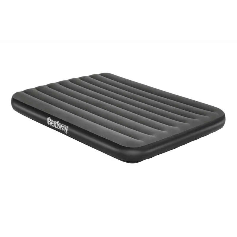 Bestway Pavillo Inflatable Airbed Queen 203x152x25 cm mit integrierter Fußpumpe, geflockter Oberseite, Coil-Beam-Konstruktion, Grau/Blau
